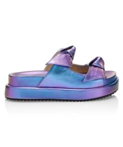 Alexandre Birman Asymmetric Clarita Iridescent Leather Sandals