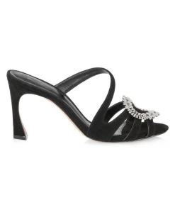 Alexandre Birman Alicia Suede Embellished Mules