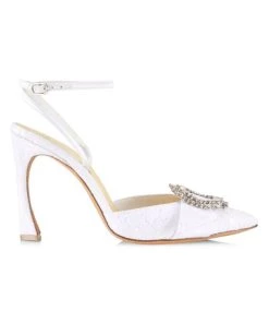 Alexandre Birman Madelina Lace Embellished Bridal Pumps