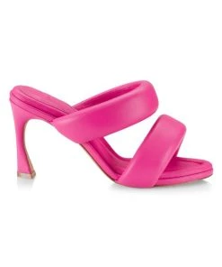 Alexandre Birman Lilla Padded Leather Mules Pink
