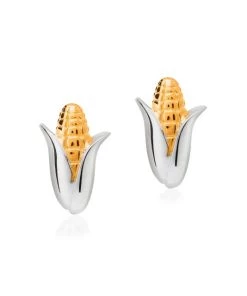 TANE Mexico 1942 Corn Cob Sterling Silver & 23K Gold Vermeil Cufflinks For Men