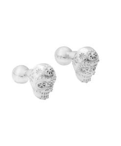 TANE Mexico 1942 Mexico Mi Amor Sugar Skull Sterling Silver Cufflinks For Men