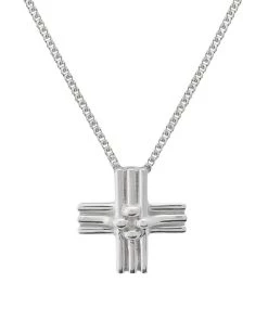 TANE Mexico 1942 Knit Cross Sterling Silver Pendant Necklace For Men