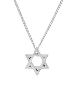 TANE Mexico 1942 Star Of David Sterling Silver Flat Pendant Necklace For Men