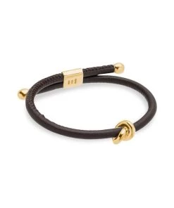 TANE Mexico 1942 Danu 18K Gold & Leather Bracelet For Men
