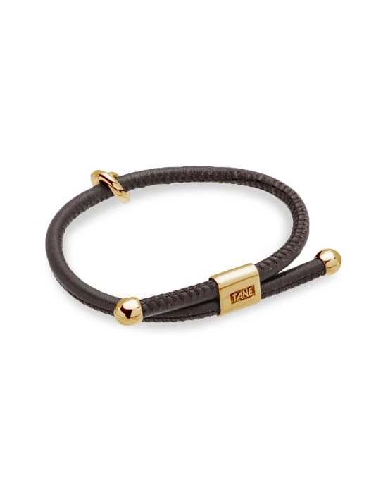 TANE Mexico 1942 Danu 18K Gold & Leather Bracelet For Men 5 TANE Mexico 1942 Danu 18K Gold & Leather Bracelet For Men - Image 3