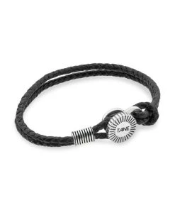 TANE Mexico 1942 Sun Black Leather Bracelet For Men