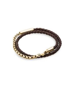 TANE Mexico 1942 Comet 18K Yellow Gold & Leather Bracelet For Men