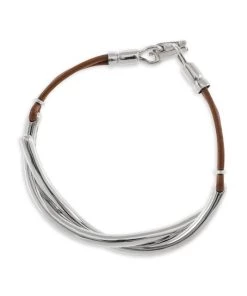 TANE Mexico 1942 Flavia Sterling Silver & Leather Bracelet For Men