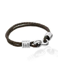TANE Mexico 1942 Mercury Sterling Silver & Leather Bracelet For Men