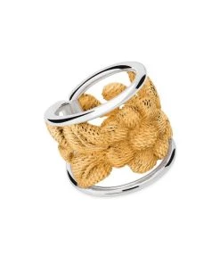 TANE Mexico 1942 Bordados Sterling Silver & Gold Vermiel Ring
