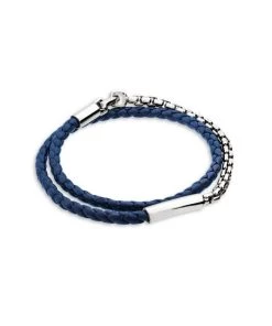 Alexandre Birman And TANE Mexico 1942 Sales 46 TANE Mexico 1942 Blue Leather & Sterling Silver Comet Bracelet For Men