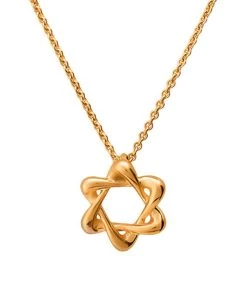 TANE Mexico 1942 Star Of David 18K Yellow Gold Volume Pendant Necklace For Men