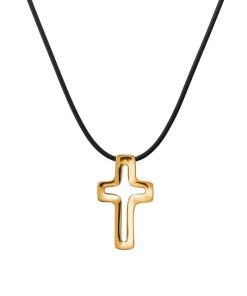 TANE Mexico 1942 Volta Cross Sterling Silver & 23K Gold Vermeil Pendant Necklace For Men