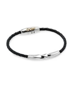 TANE Mexico 1942 Helix Sterling Silver & Rubber Bracelet For Men