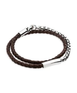TANE Mexico 1942 Comet Sterling Silver & Leather Bracelet For Men