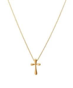 TANE Mexico 1942 Drop Cross 18K Yellow Gold Pendant Necklace For Men